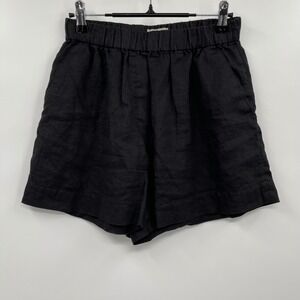 Everlane Women's Black Linen Elastic Waist Pull‎ On Shorts Size XS